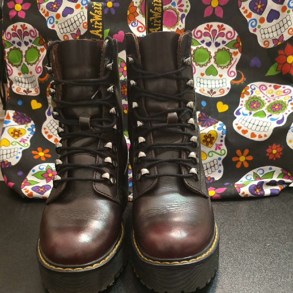Dr. Martens Burgundy Leather Combat Boots